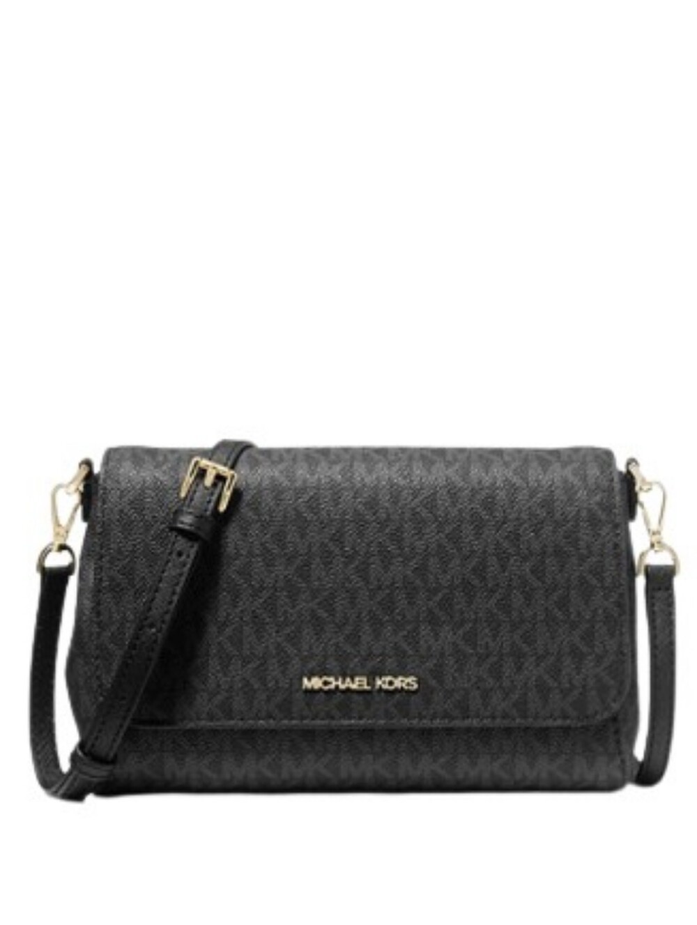 Michael Kors Black Logo Crossbody Bag with Gold Hardware